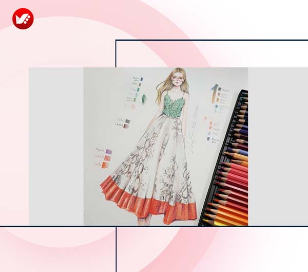 طراحی لباس با مداد رنگی طراحی لباس با مداد رنگی
